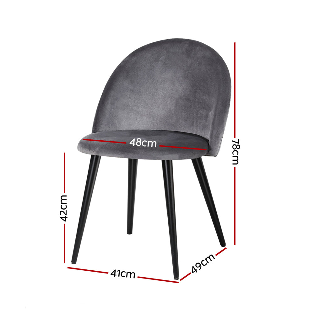 Artiss Velvet Dining Chairs Set of 4 Curved Dark Grey