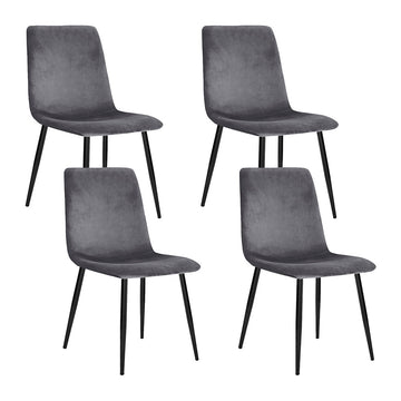Artiss Velvet Dining Chairs Set of 4 Horizontal Sloped Back Grey