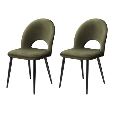 Artiss Velvet Dining Chairs Set of 2 Hollow Back Green