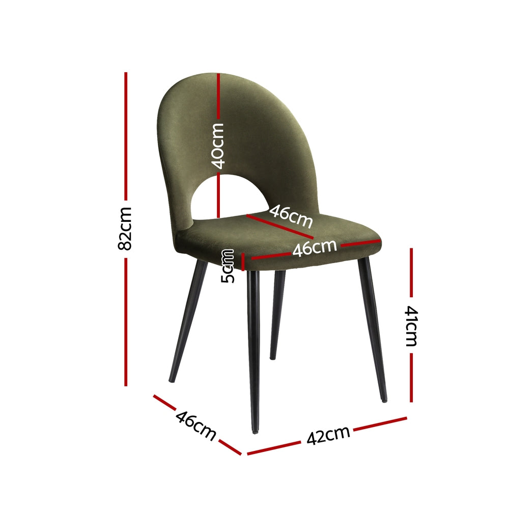 Artiss Velvet Dining Chairs Set of 2 Hollow Back Green