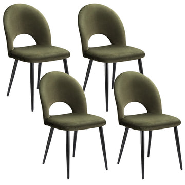 Artiss Velvet Dining Chair Set of 4 Hollow Back Green