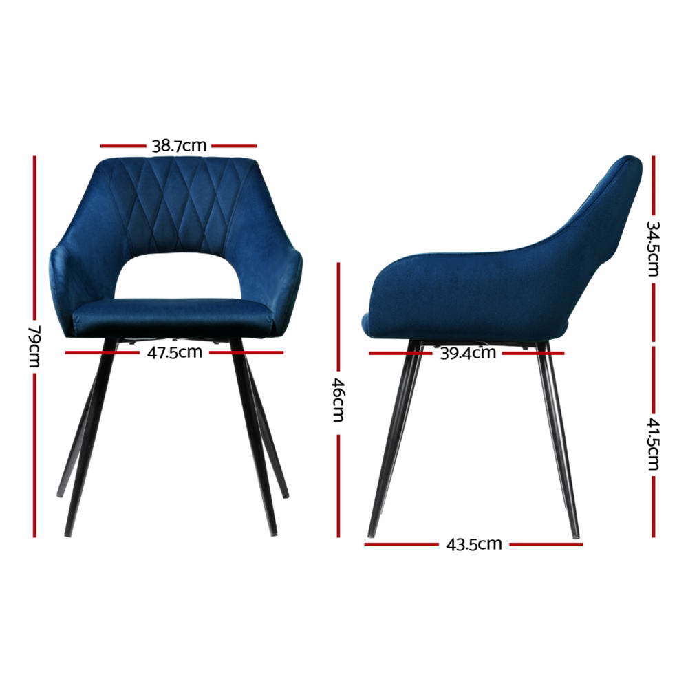 Artiss Velvet Dining Chairs Set of 4 Blue