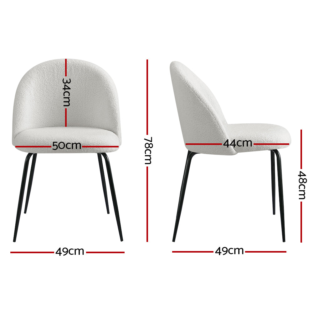 Artiss Sherpa Boucle Dining Chairs Set of 2 White