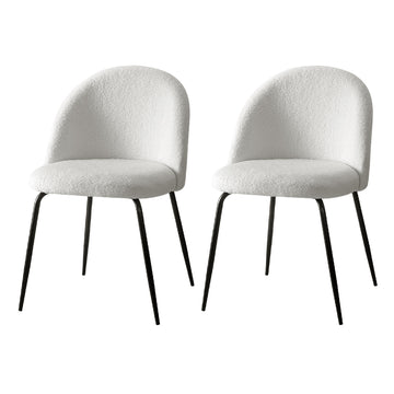 Artiss Sherpa Boucle Dining Chairs Set of 2 White