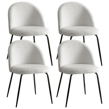 Artiss Sherpa Boucle Dining Chair Set of 4 White