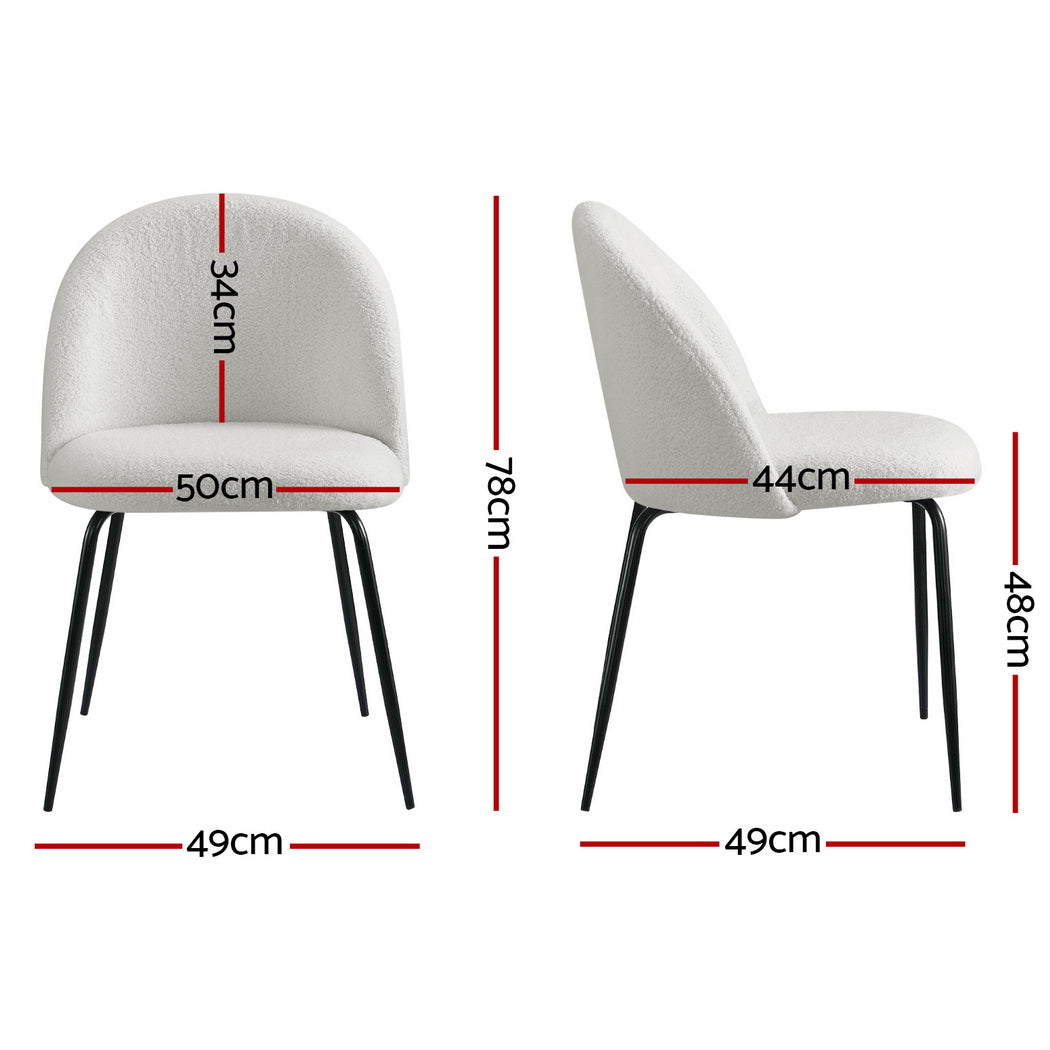 Artiss Sherpa Boucle Dining Chair Set of 4 White