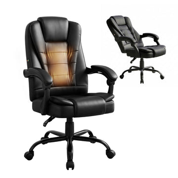Artiss Massage Office Chair with Vibration Recliner PU Leather Black