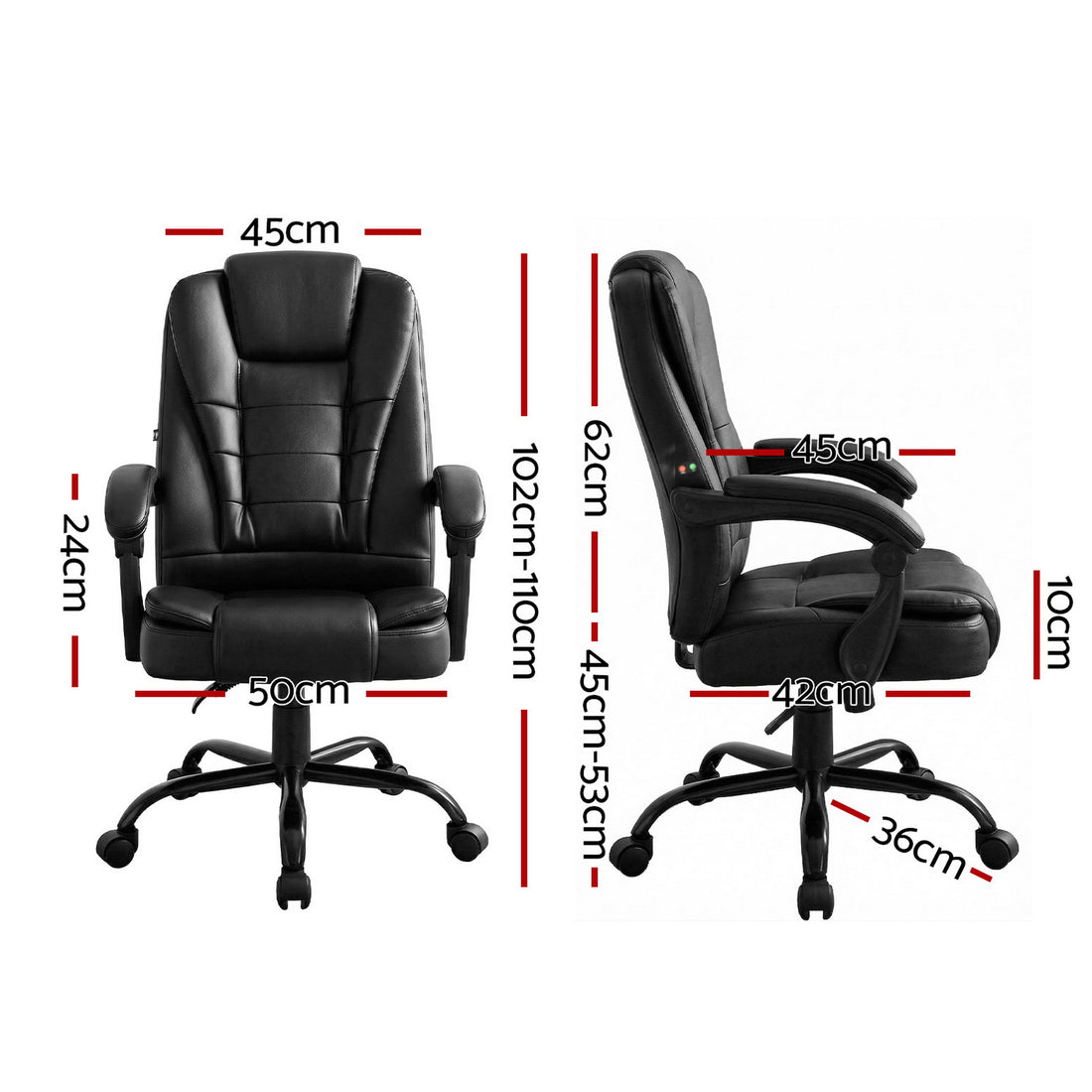 Artiss Massage Office Chair with Vibration Recliner PU Leather Black
