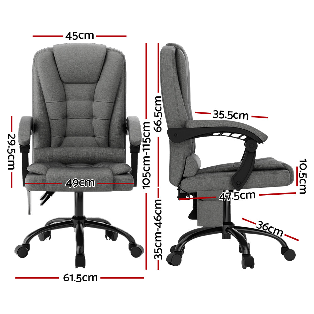 Artiss Massage Office Chair with 2 Point Vibration Grey Linen