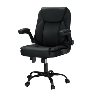 Artiss Massage Office Chair 2 Point Vibration Black PU Leather