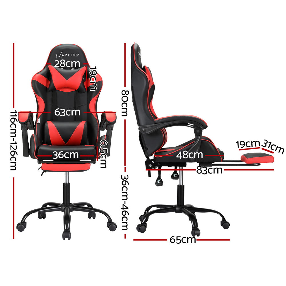Artiss Massage Gaming Chair 2 Point Red