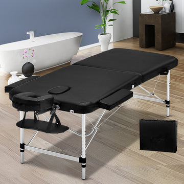 Zenses Portable Massage Table 70cm 2 Fold Aluminium Black