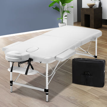 Zenses Portable Massage Table 75cm 2 Fold Aluminium White