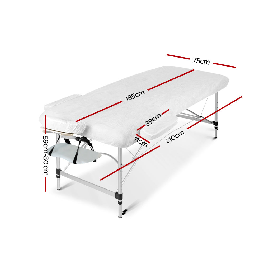 Zenses Portable Massage Table 75cm 2 Fold Aluminium White