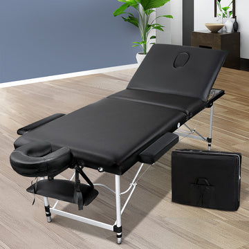 Zenses Portable Aluminium Massage Table 60cm 8 Height Adjustable Black