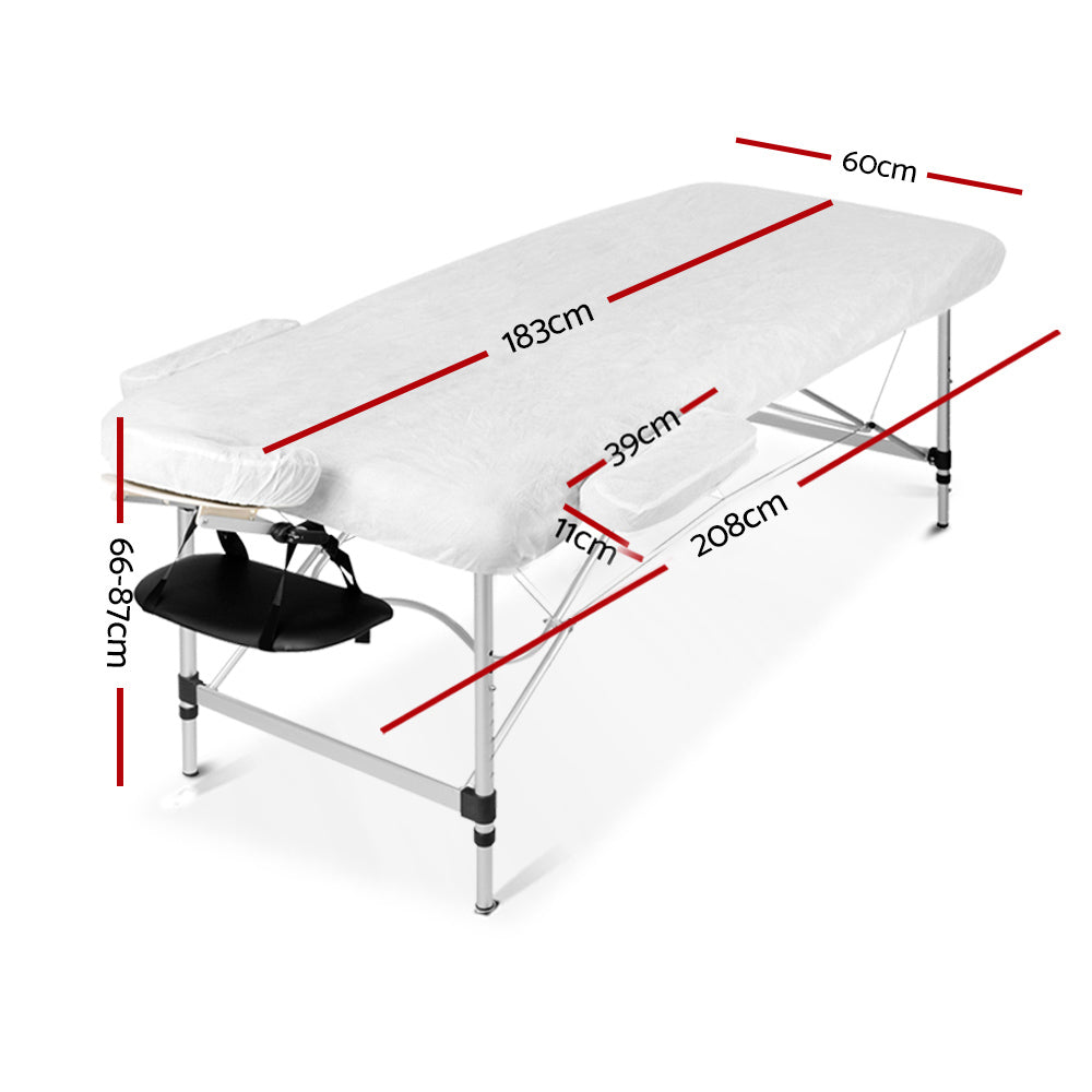 Zenses Portable Aluminium Massage Table 60cm 8 Height Adjustable Black