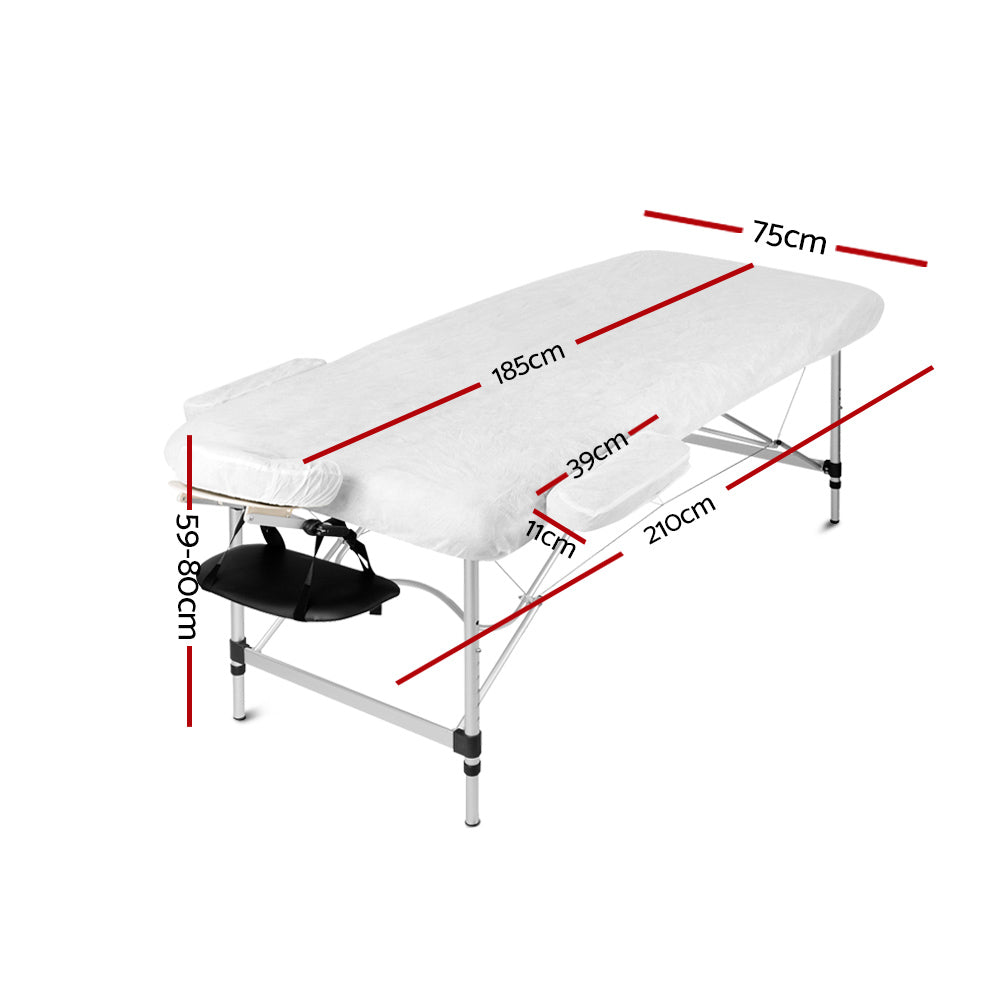 Zenses Portable Aluminium Massage Table 75cm 3 Fold Height Adjustable Black