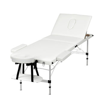 Zenses Portable Massage Table 3 Fold Aluminium 65cm White