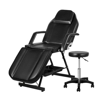 Zenses Adjustable Salon Massage Chair with Stool Black PU Leather