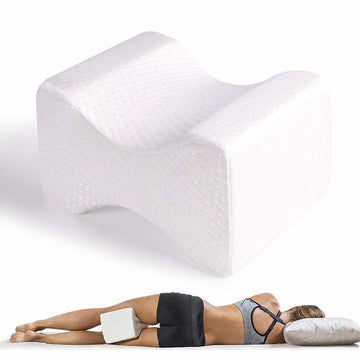 Memory Foam Knee Pillow for Side Sleepers 24x21cm — White