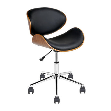 Artiss Wooden Office Chair with Winged Back PU Leather Black