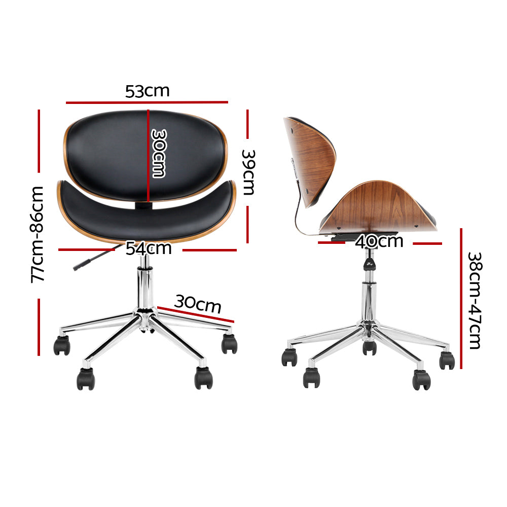 Artiss Wooden Office Chair with Winged Back PU Leather Black