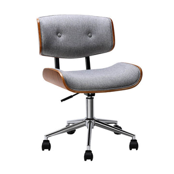 Artiss Wooden Office Chair Height Adjustable Grey Fabric