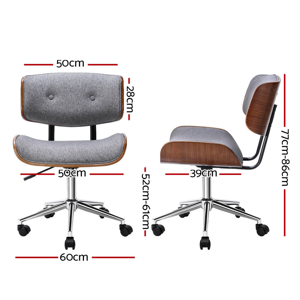 Artiss Wooden Office Chair Height Adjustable Grey Fabric