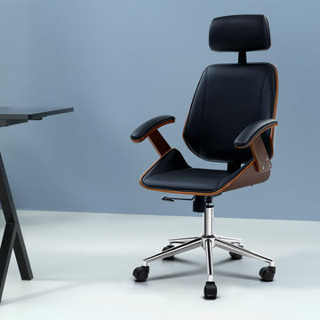 Artiss High Back Office Chair with Headrest Leather Black