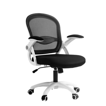 Artiss Mesh Office Chair with Flip-up Arms and Height Adjustment Black White