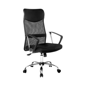 Artiss High Back Office Chair with Headrest Black Mesh Leather