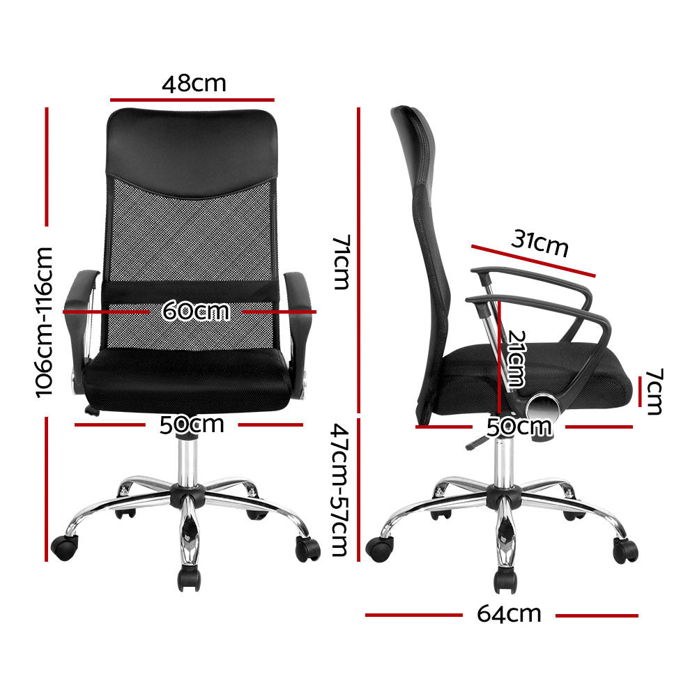 Artiss High Back Office Chair with Headrest Black Mesh Leather