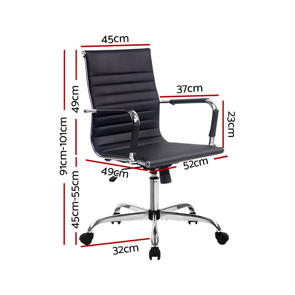 Artiss Executive Mid Back Office Chair Black PU Leather