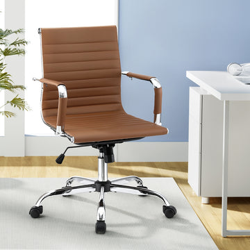 Artiss Conference Office Chair Brown PU Leather