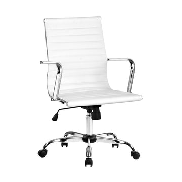 Artiss Executive Mid Back Office Chair White PU Leather