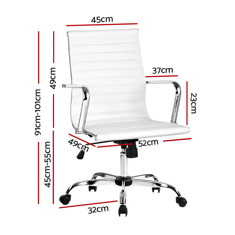 Artiss Executive Mid Back Office Chair White PU Leather
