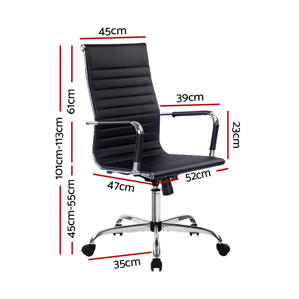 Artiss Executive High Back Office Chair Black PU Leather