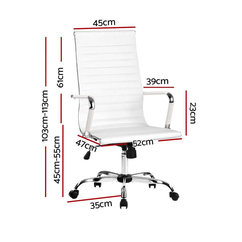 Artiss Executive Office Chair PU Leather High Back White