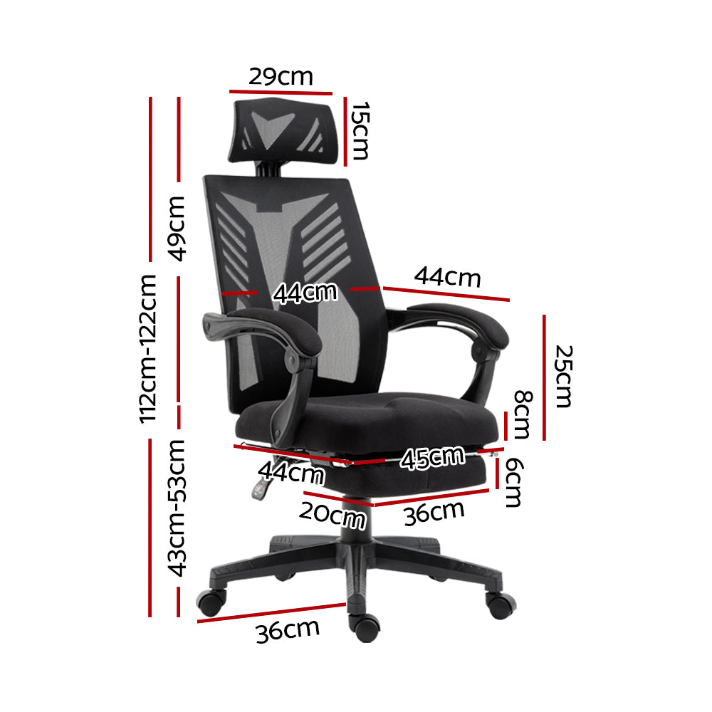 Artiss Mesh Office Chair Recliner Black 130kg 150 Recline
