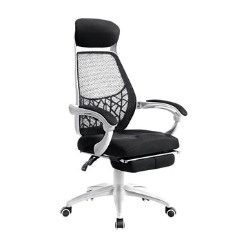Artiss Mesh Office Chair Recliner with Storage 150° Recline Black White