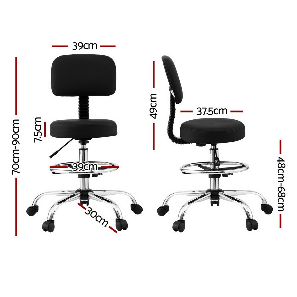 Artiss Drafting Chair Ergonomic PU Leather Adjustable Backrest Black