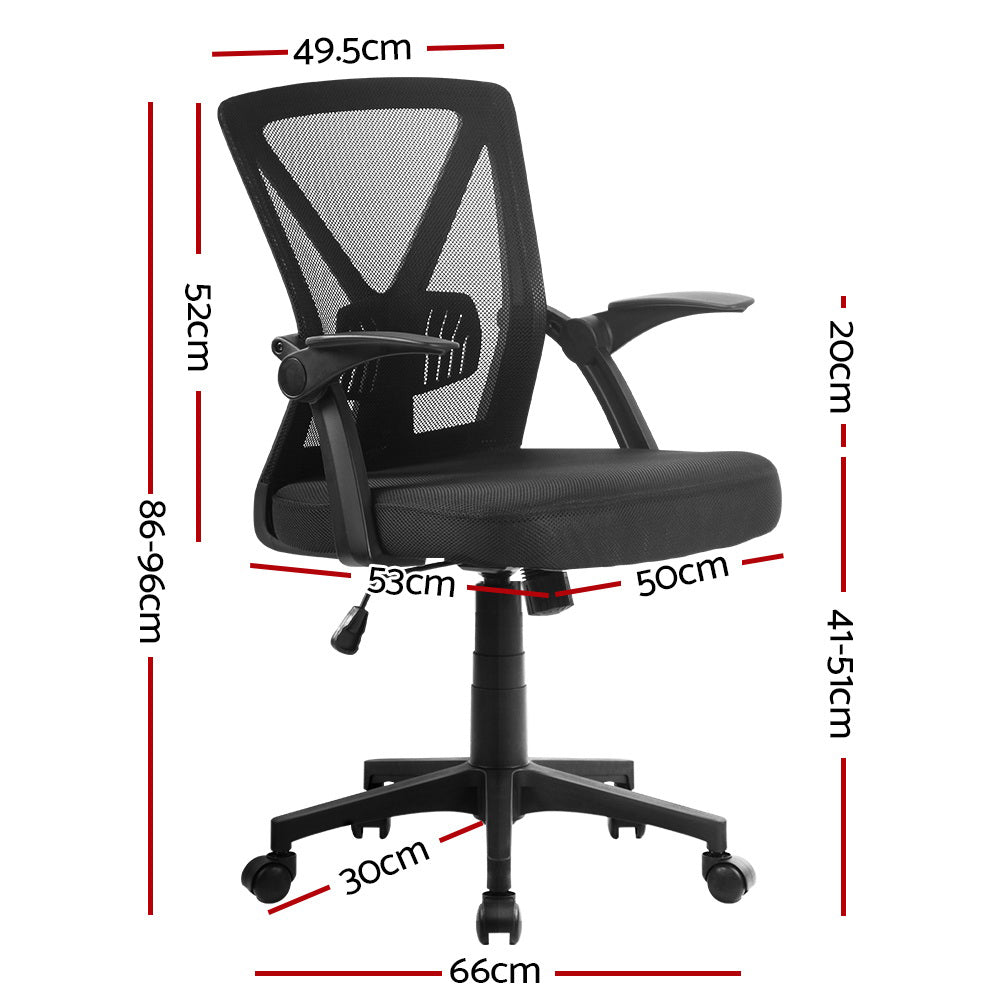 Artiss Mid Back Mesh Office Chair with Lumbar Support Black