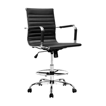 Artiss Drafting Stool with Footrest and Armrests Black