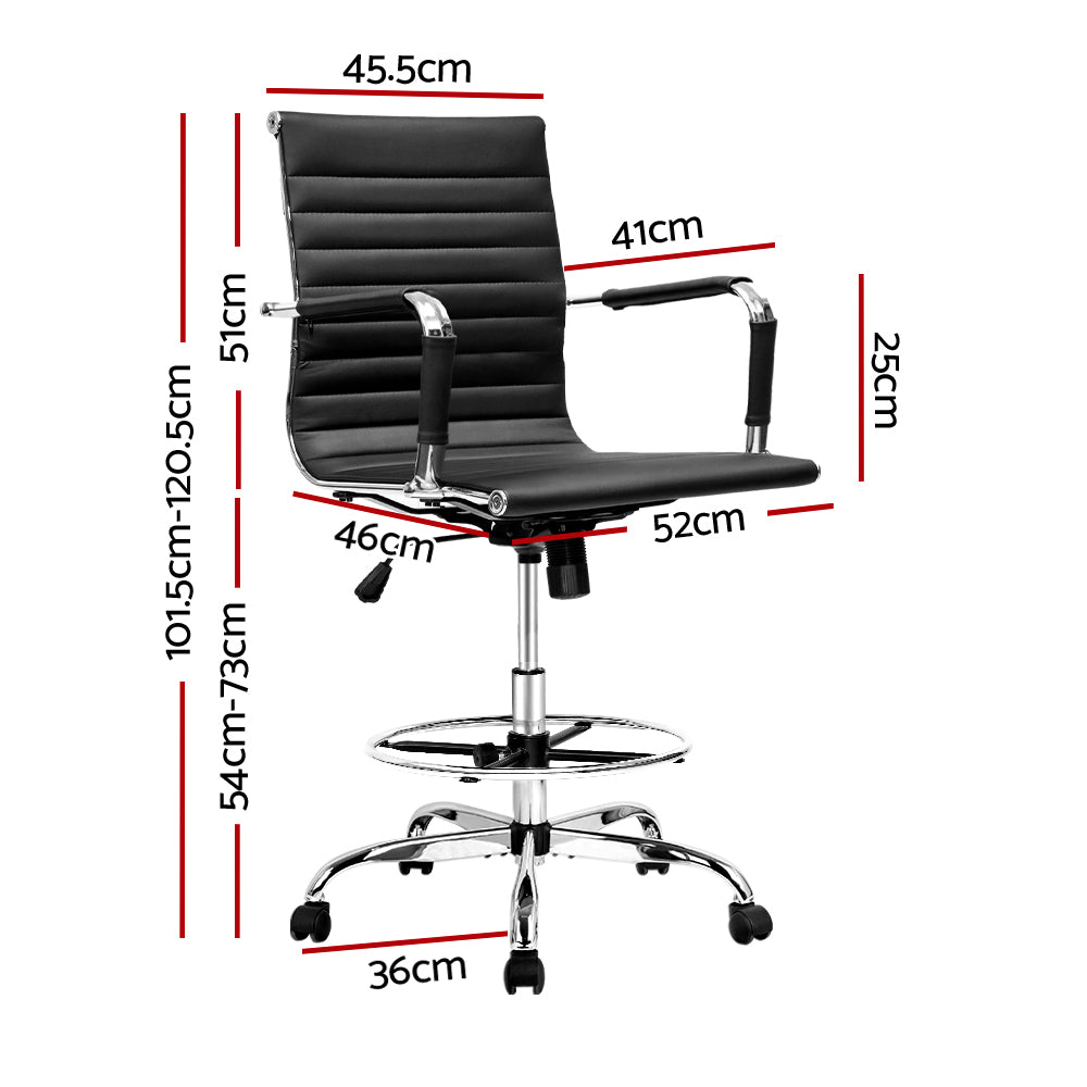 Artiss Drafting Stool with Footrest and Armrests Black