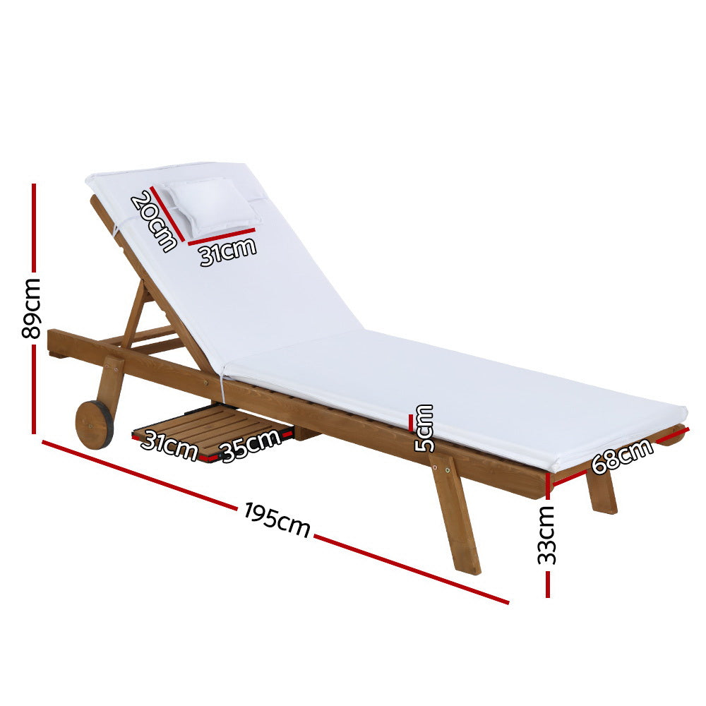 Gardeon Outdoor Sun Lounge Daybed with Wheels White