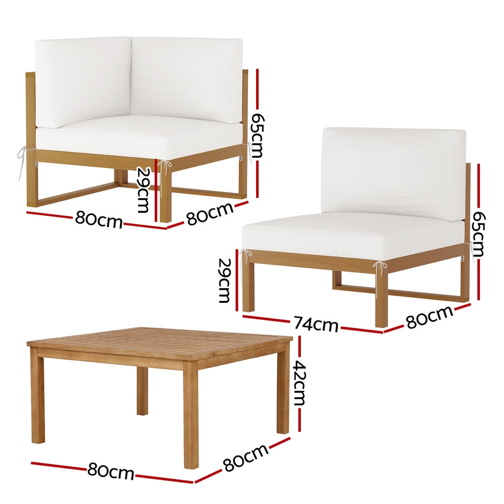 Gardeon Outdoor Wooden Sofa Set 4-Seater with Coffee Table Oak