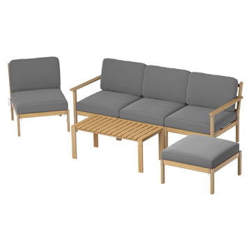 Gardeon Outdoor Wooden Sofa Set 5-Seater with Coffee Table Oak