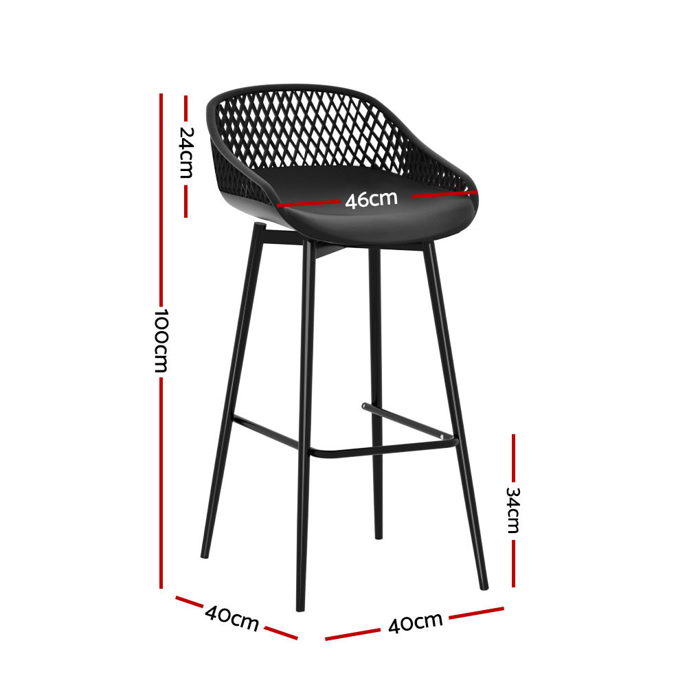 Gardeon Outdoor Bar Stools UV Resistant Perforated Backrest Black