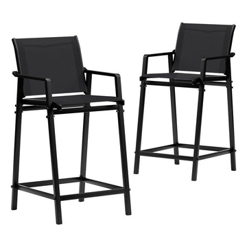 Gardeon Outdoor Bar Stools Set of 2 Steel Textilene Black