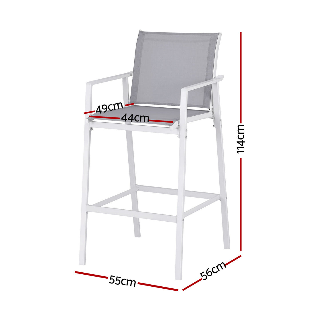 Gardeon Outdoor Bar Stools Set of 2 Textilene Mesh with Armrests White